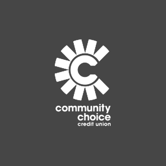 Community Choice Credit Union logo in white on a dark gray background