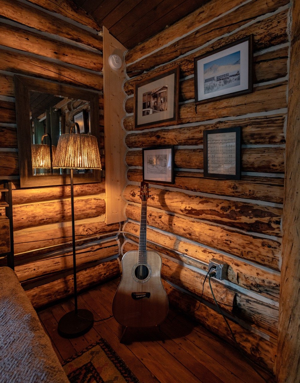 Studio Cabin guitar - vintage Tacoma acoustic guitar ready for guests to play