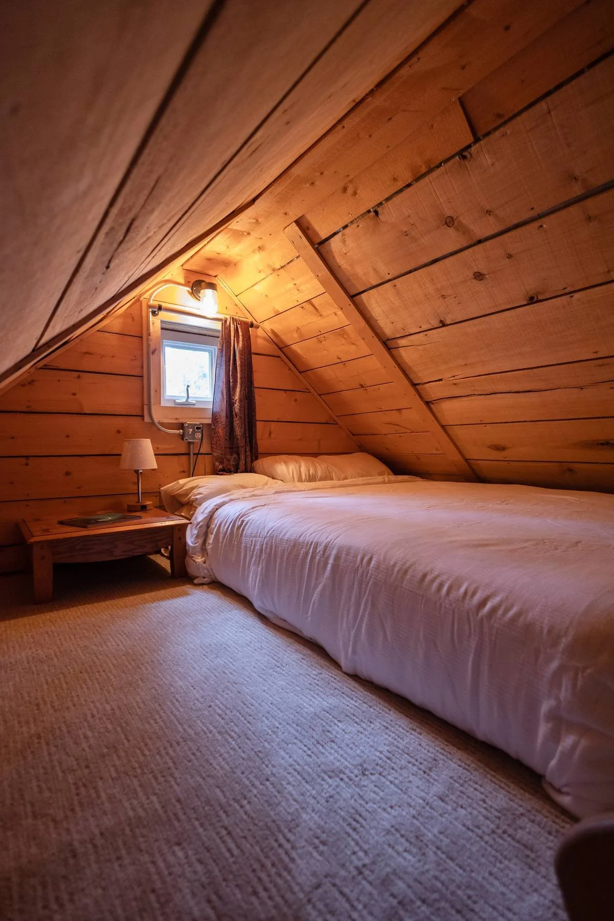 Caribou Cabin lofted bedroom (accessed by staircase/ladder)