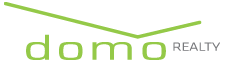 Domo Realty logo with green text and design on a white background
