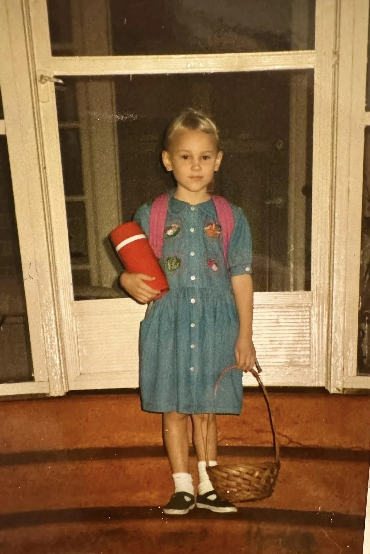 My first day of kindergarten with basket lunch 