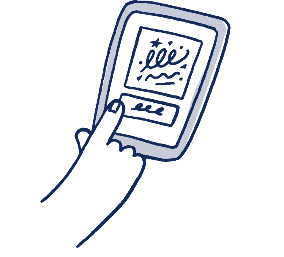 A hand holding a phone with a sign-up form — how you join Rally