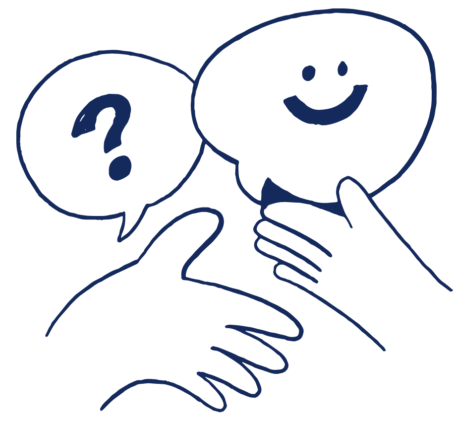 Two people talking with speech bubbles — reaching the people you know