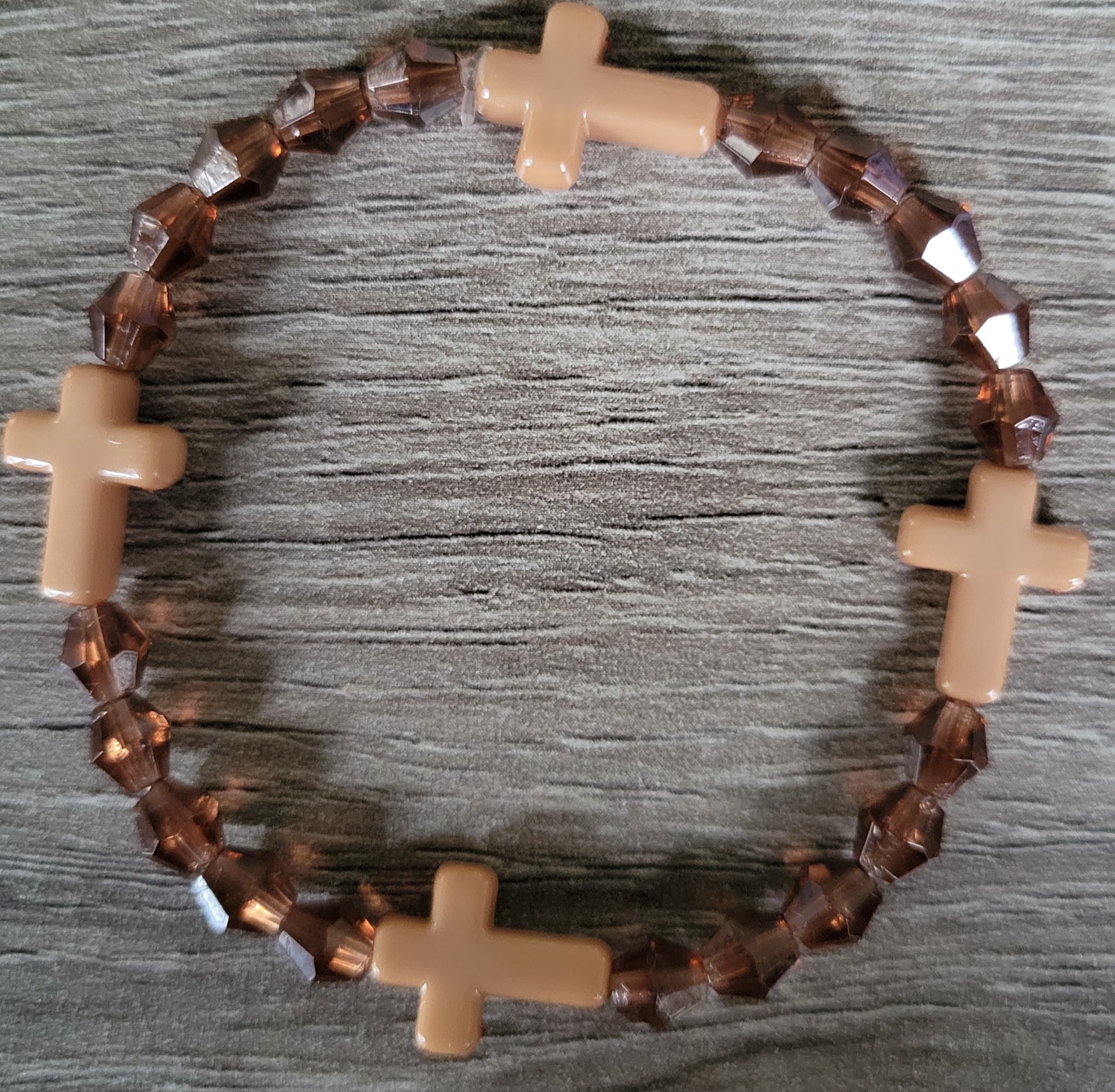 Brown Crystal Cross Bracelet