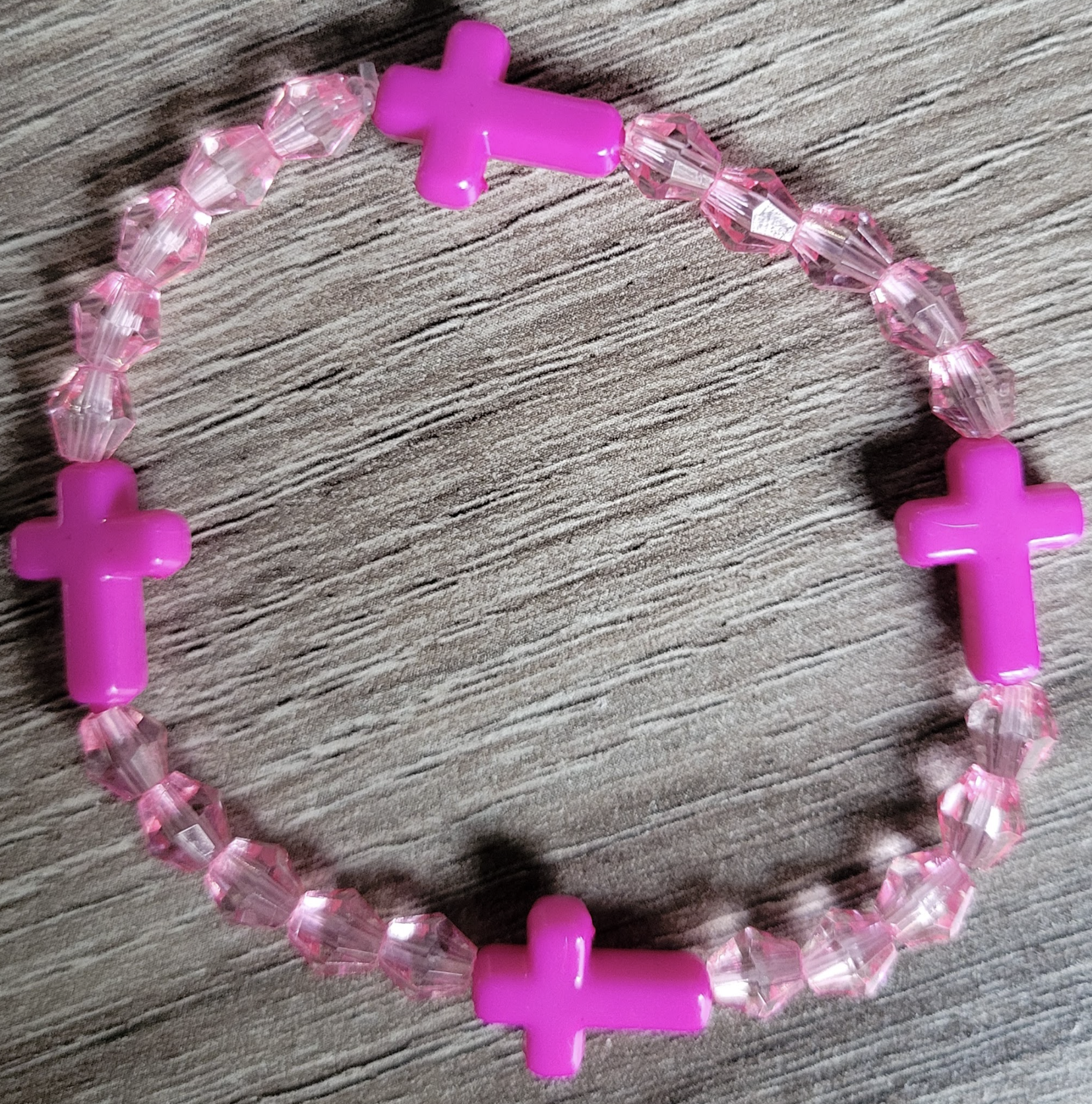 Pink Crystal Cross Bracelet