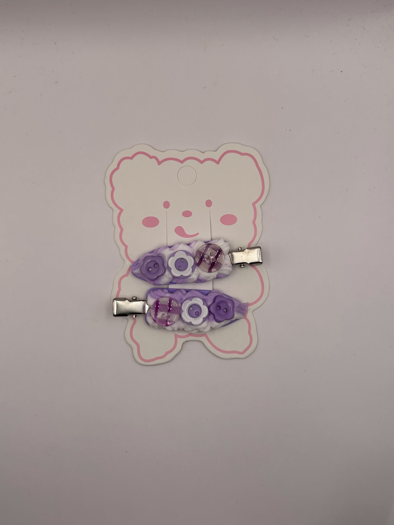 Purple Button Decoden Hairclips