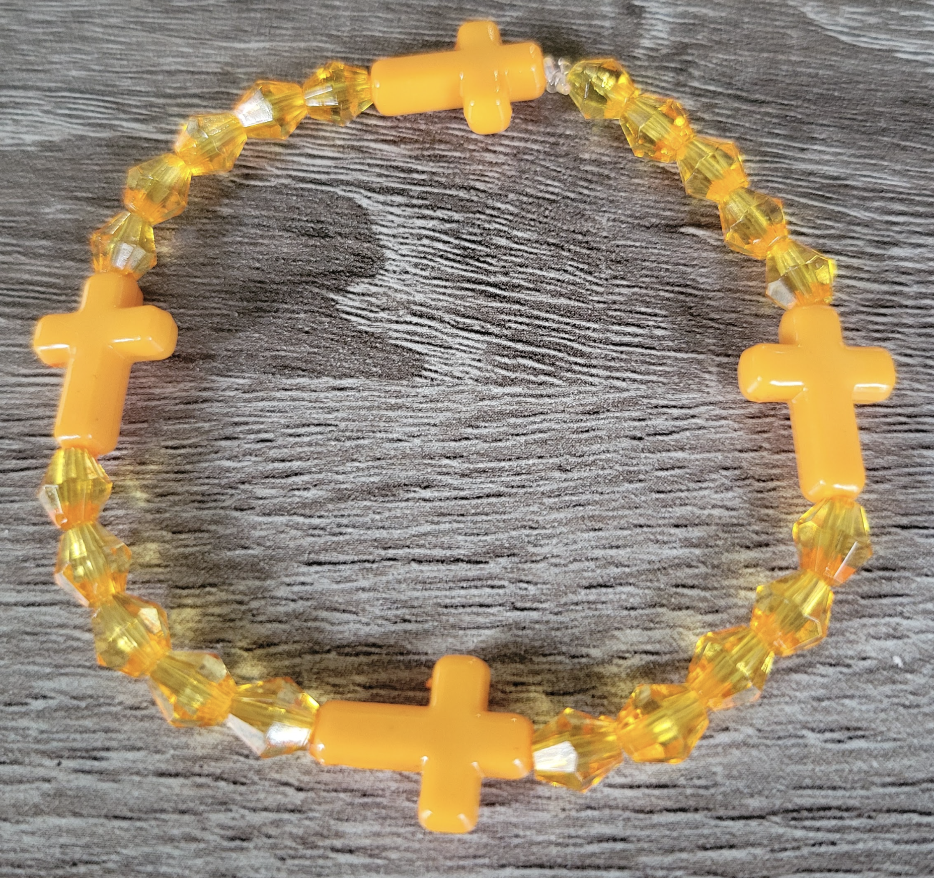 Light Orange Crystal Cross Bracelet