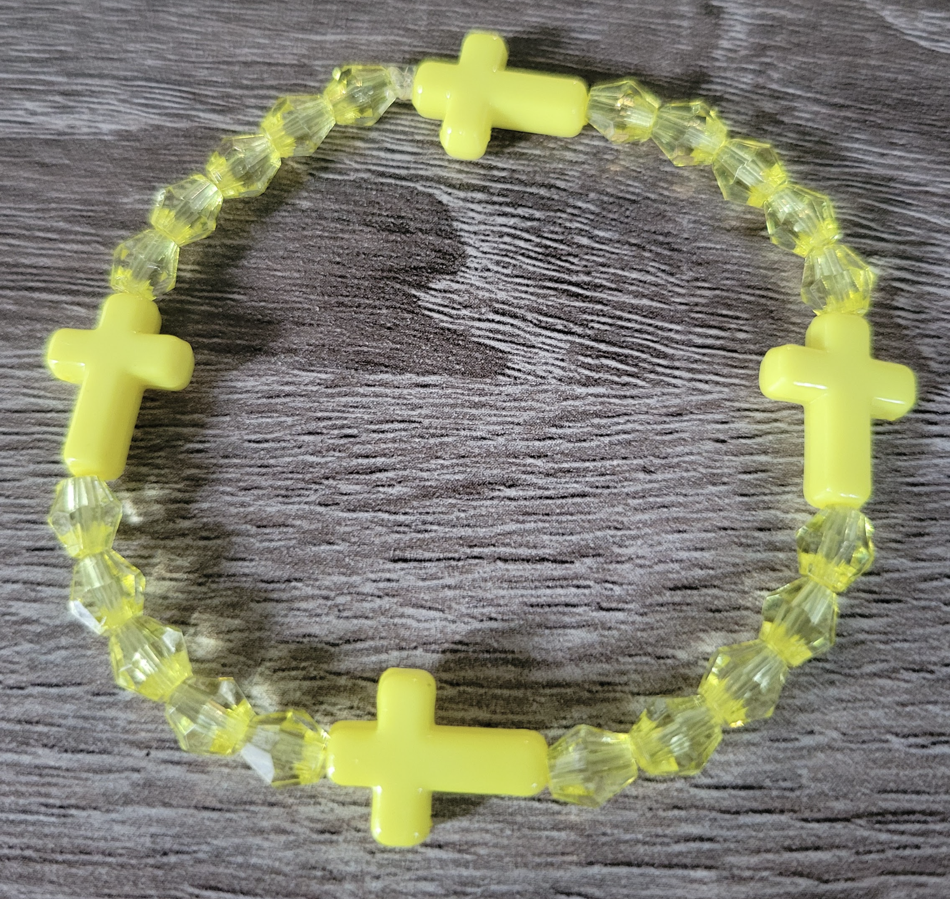 Yellow Crystal Cross Bracelet