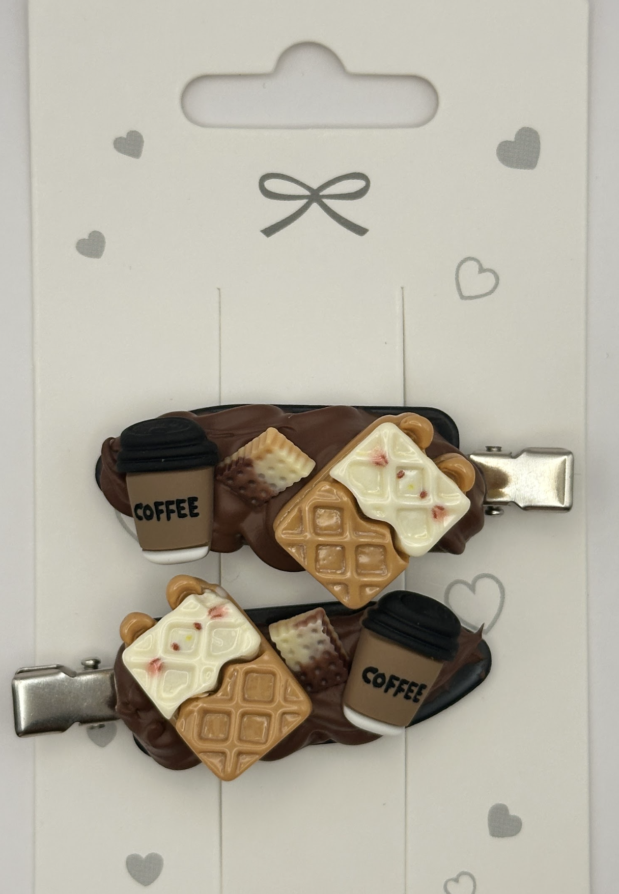 Brown Cookie and Coffee Decoden Hairclips