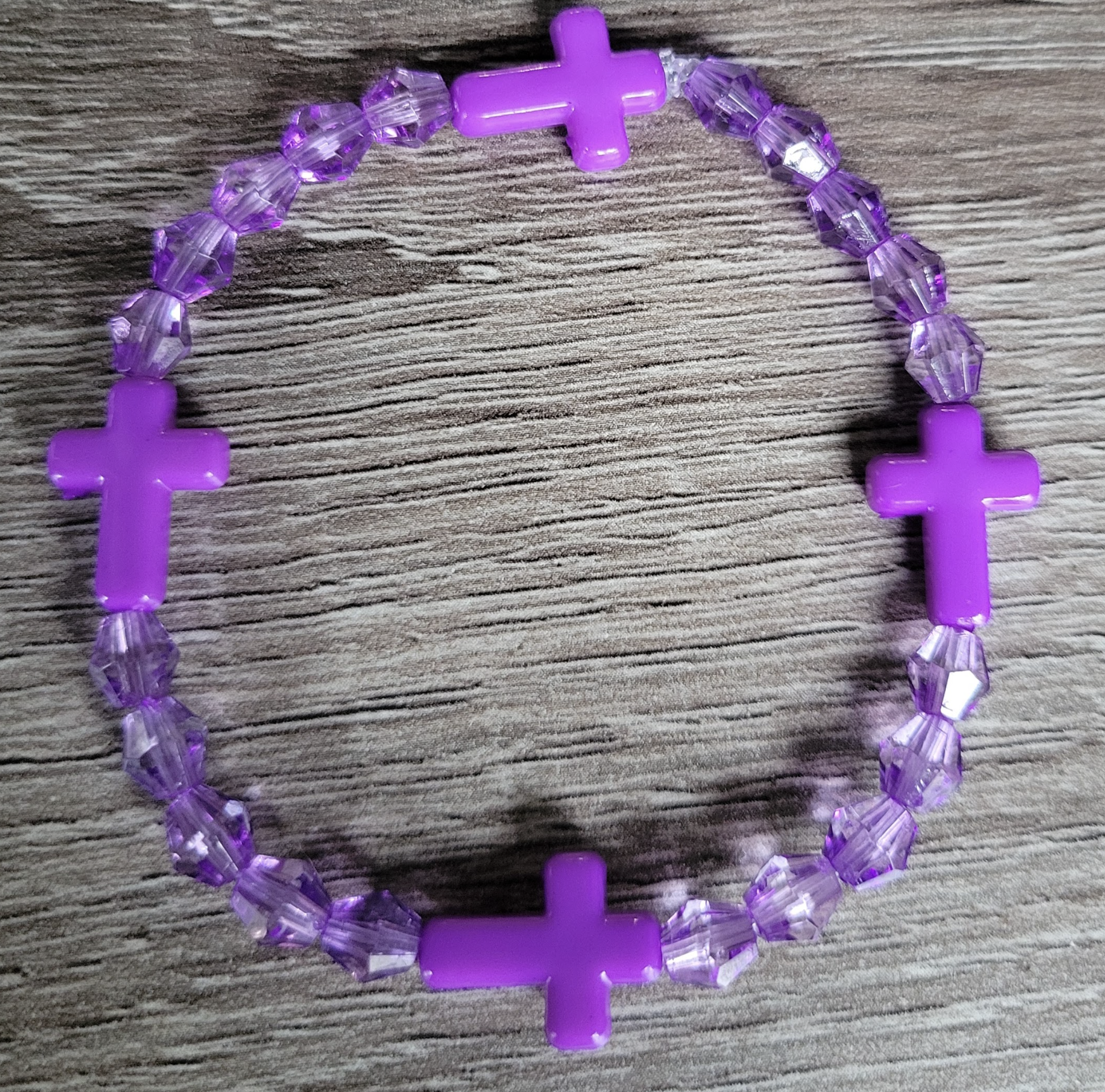 Purple Crystal Cross Bracelet