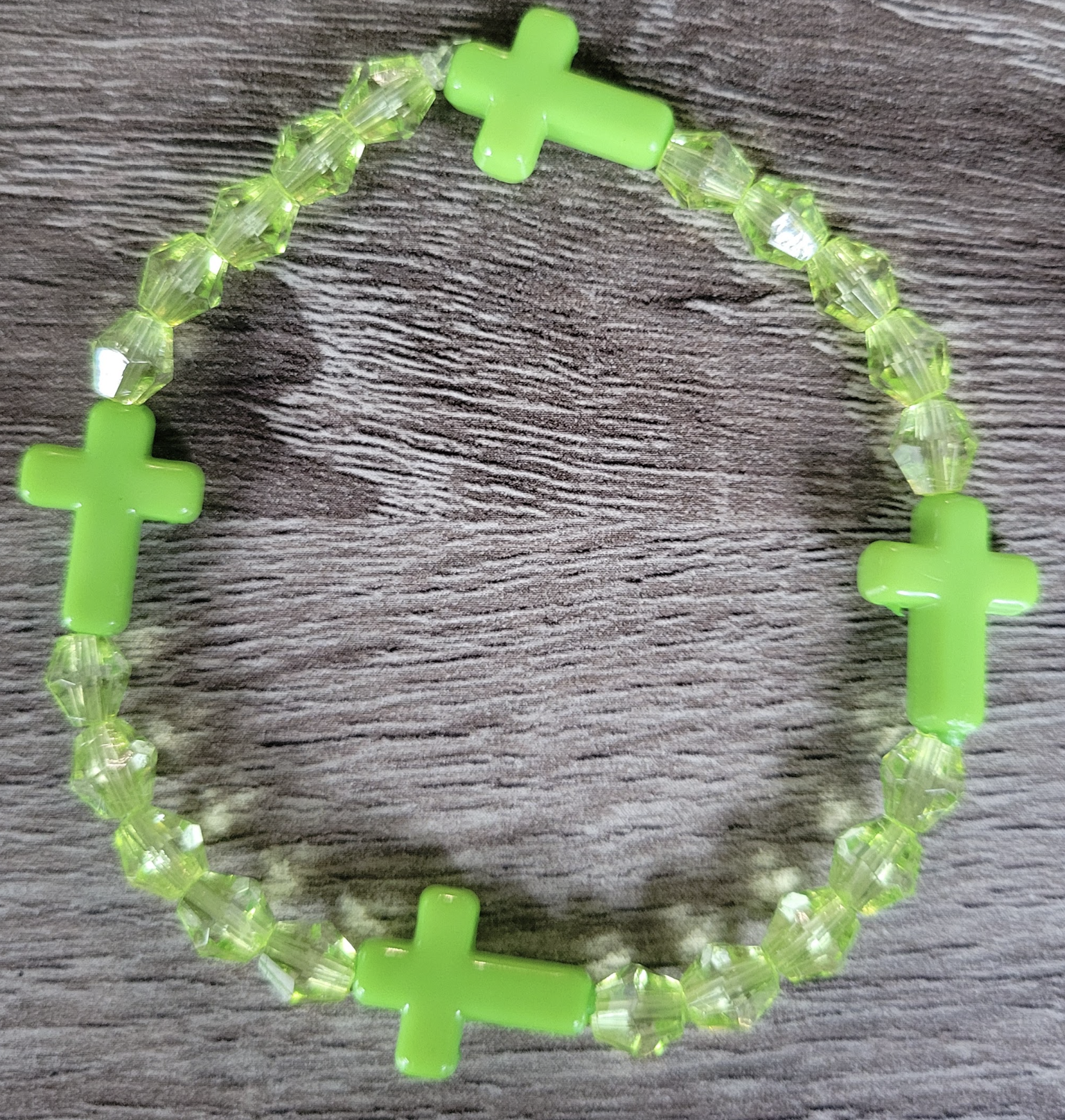 Light Green Crystal Cross Bracelet