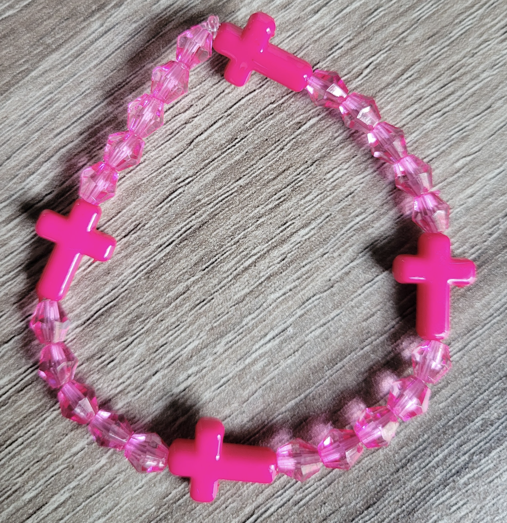 Hot Pink Crystal Cross Bracelet