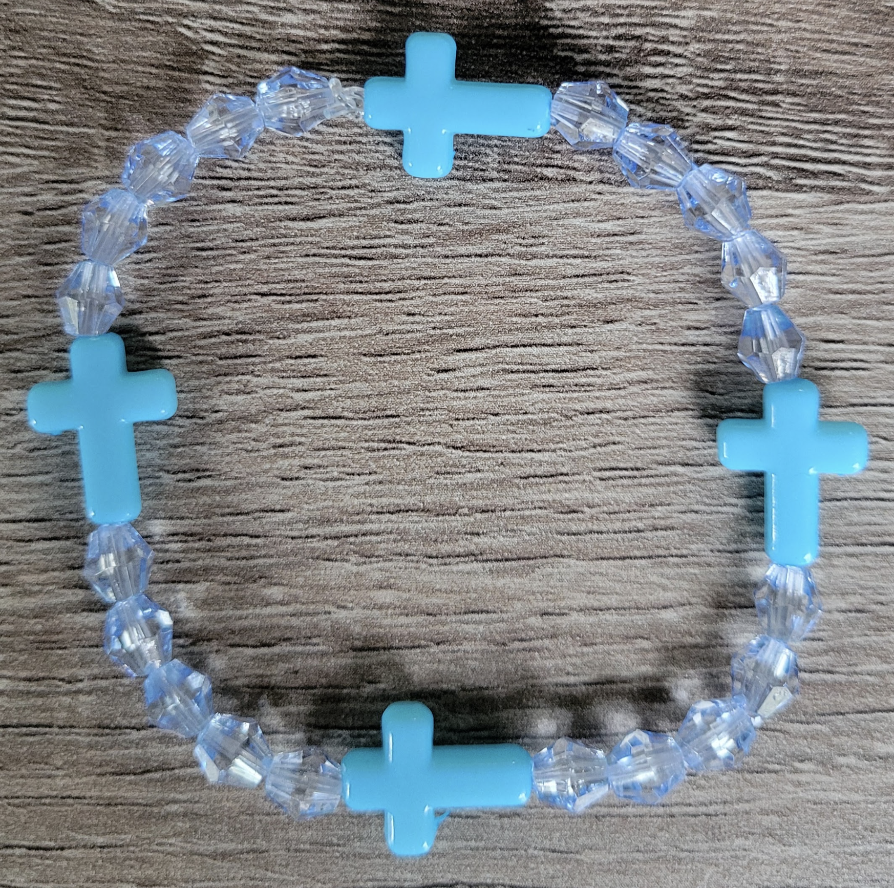 Light Blue Crystal Cross Bracelet