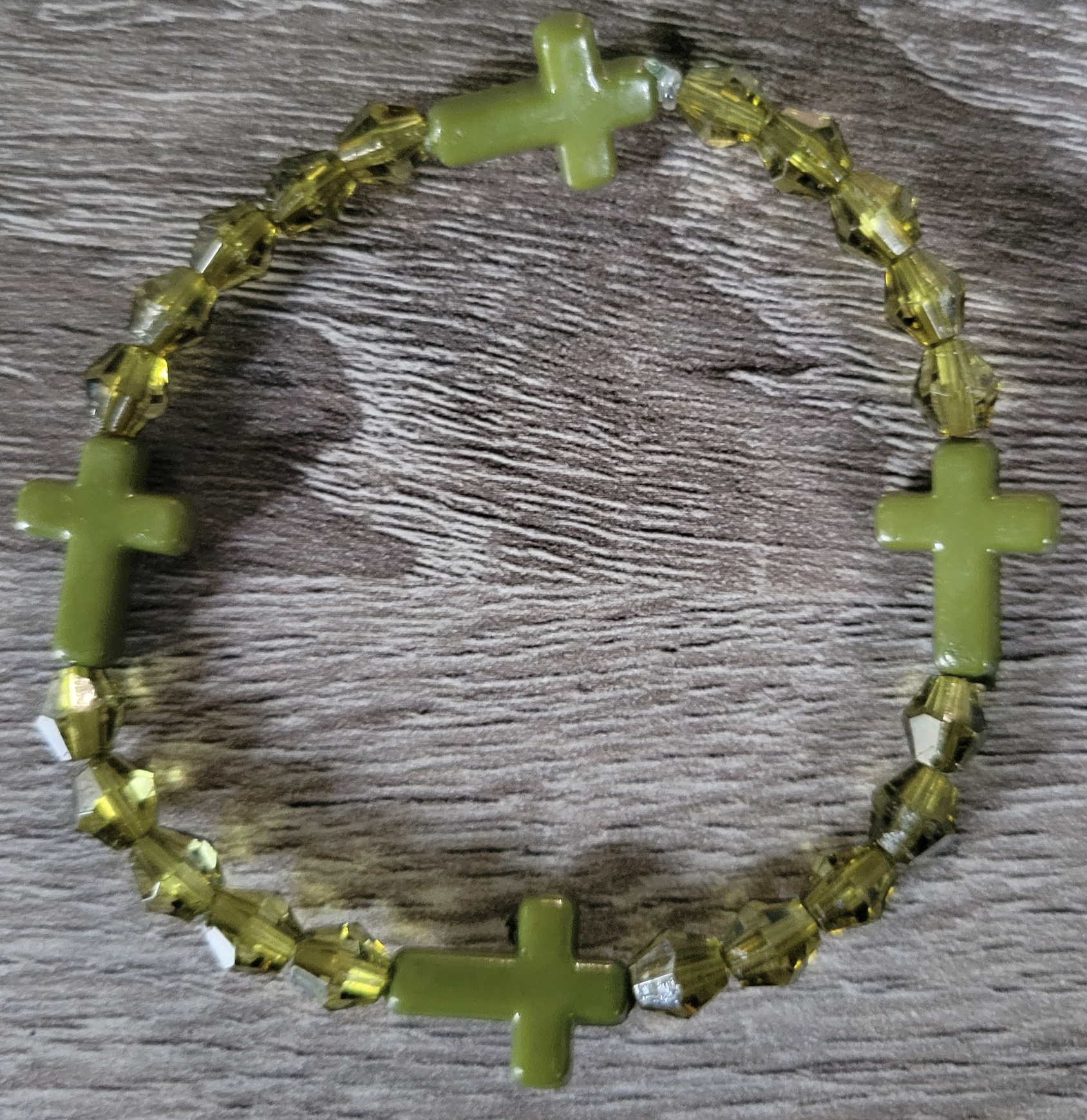 Dark Green Crystal Cross Bracelet