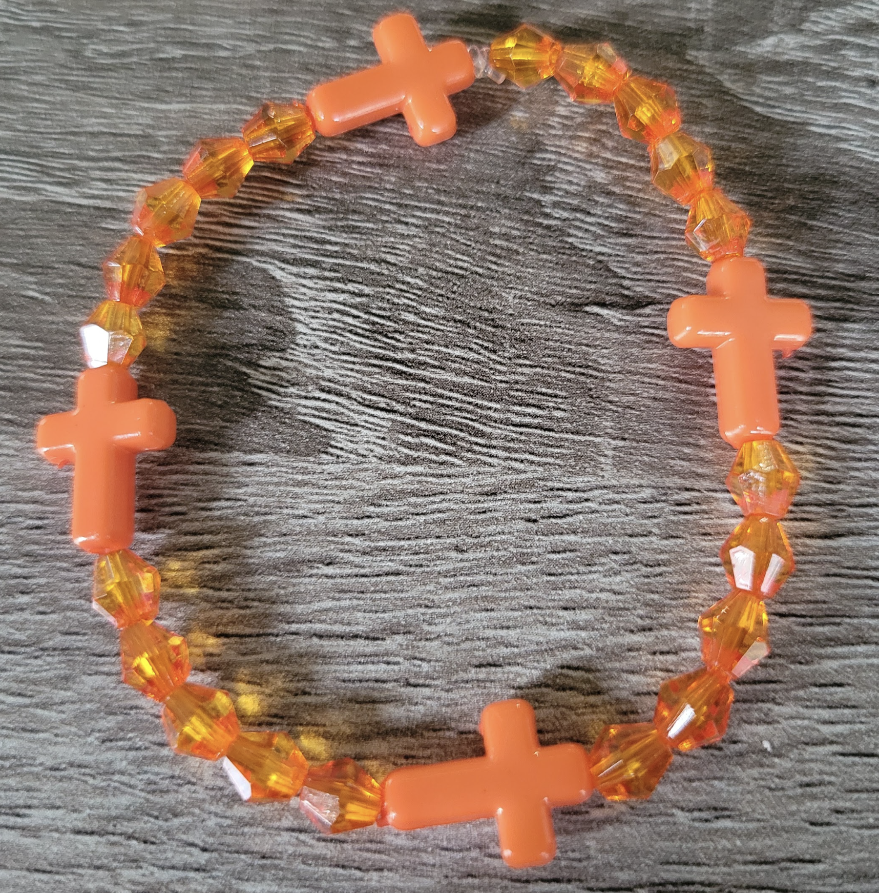 Orange Crystal Cross Bracelet