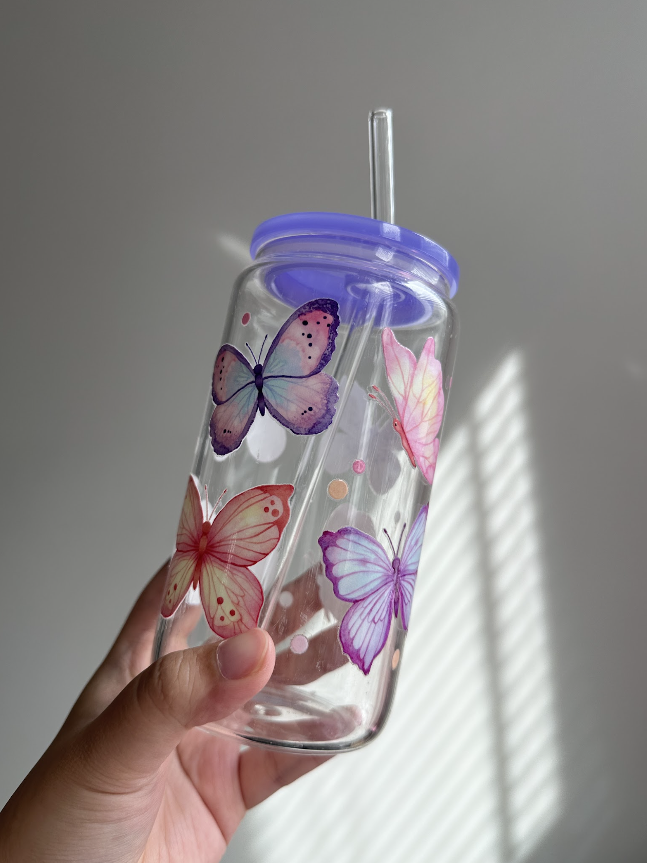Watercolor Style Butterfly Glass Cups