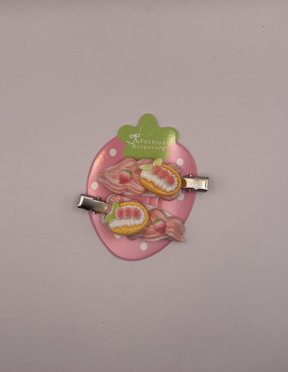Pink Strawberry and Toast Decoden Hairclips