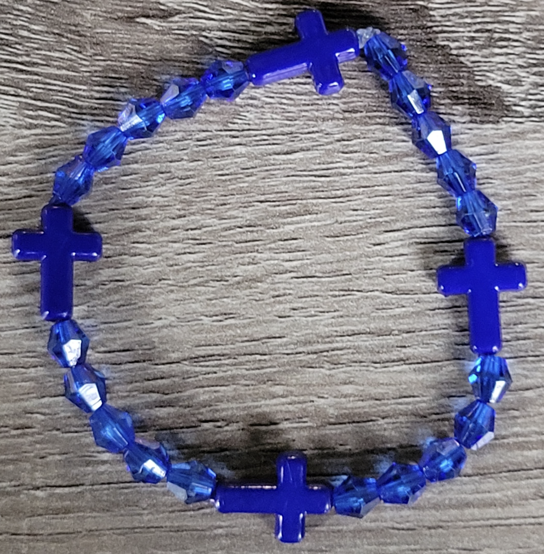 Blue Crystal Cross Bracelet