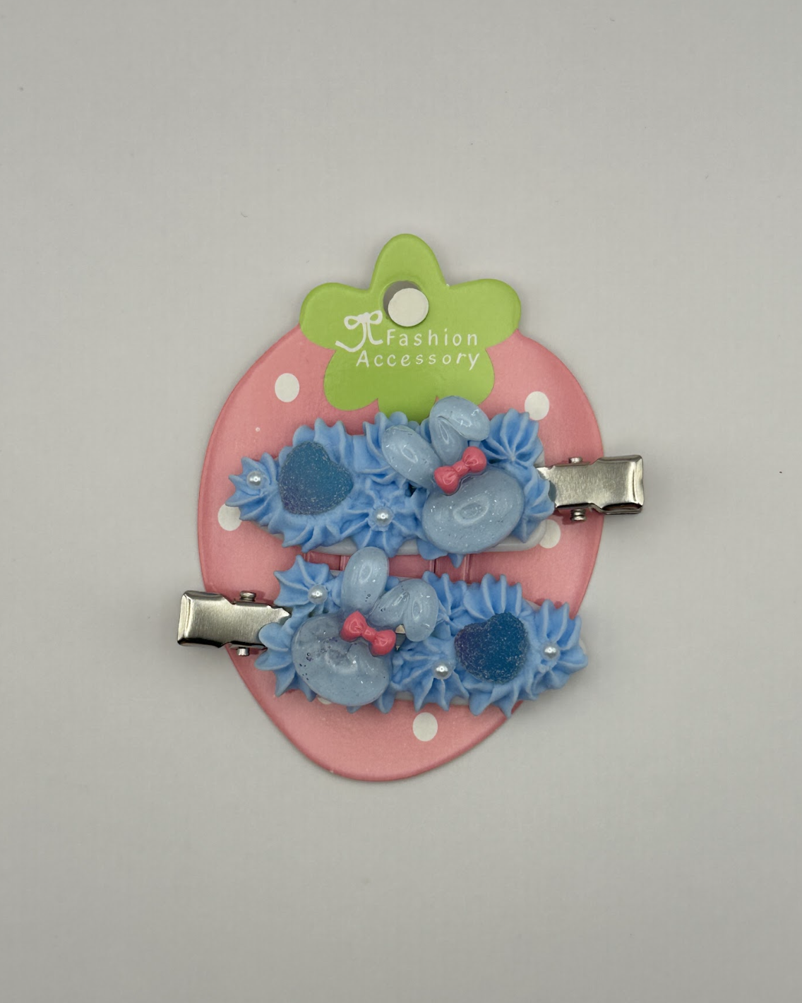 Blue Bunny and Gumdrop Decoden Hairclips