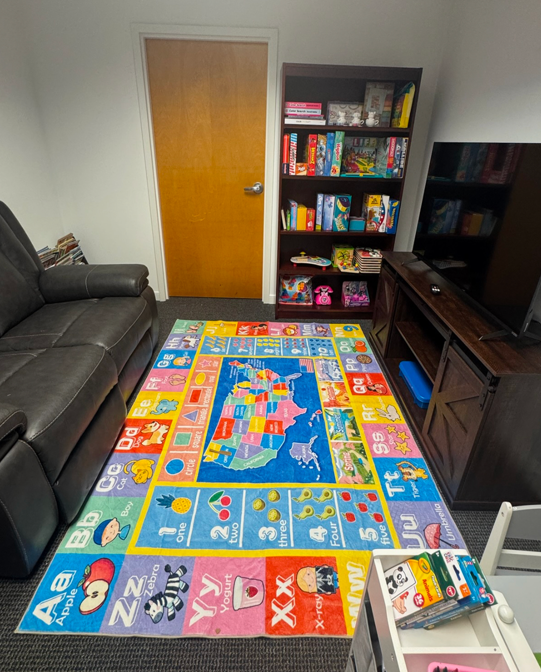Children's playroom inside La Familia Family Services office in Newport News, VA, designed for family visits and appointments