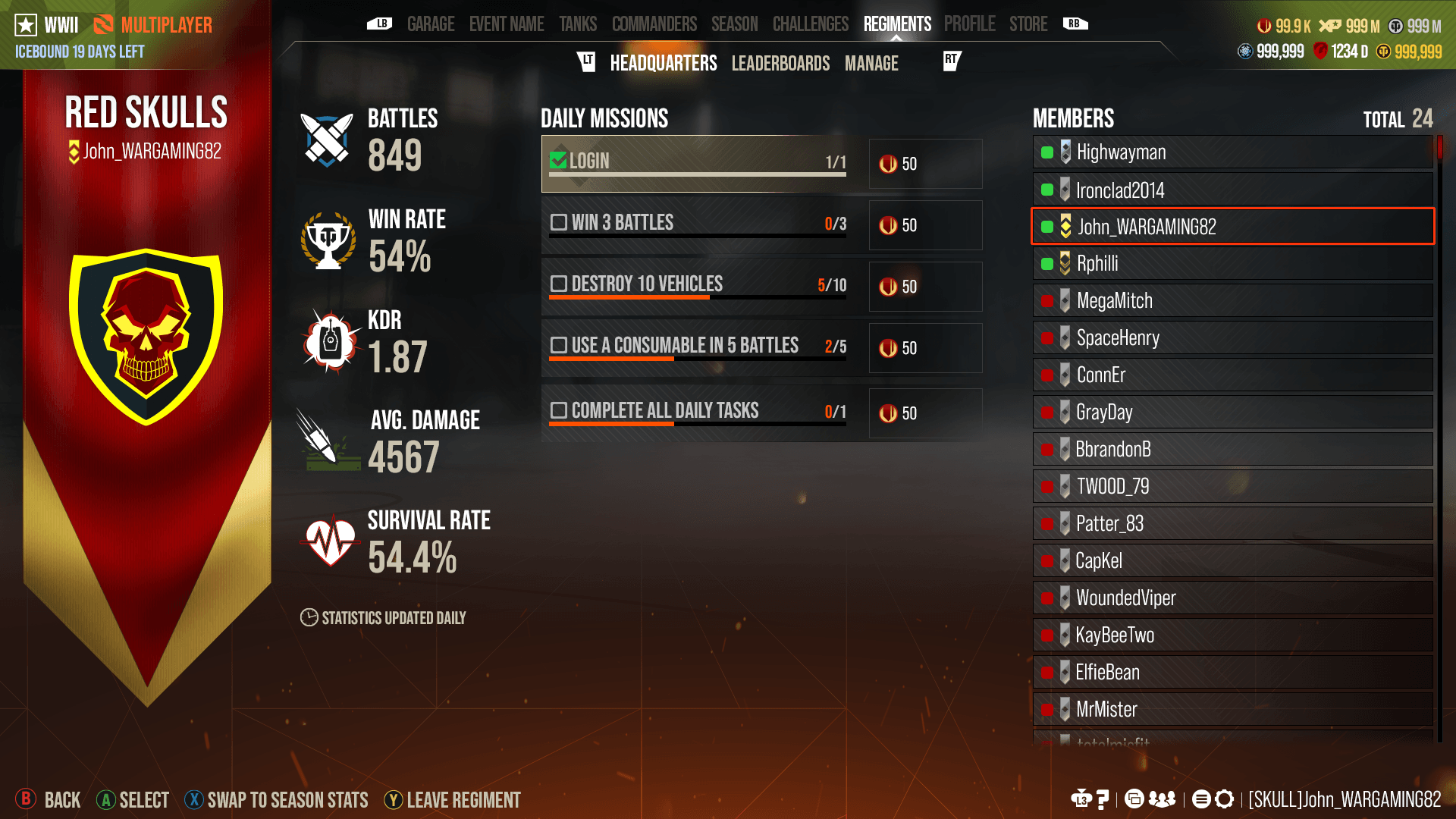 Regiments -Led the UX direction for a new social feature that introduced leaderboards, regiment management, customization, and cooperative challenges to strengthen long-term player engagement.