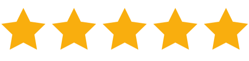 Five gold stars in a row against a black background.