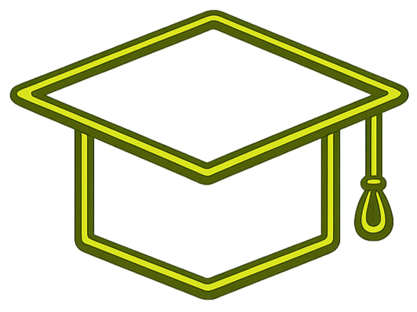 Neon green graduation cap with a tassel
