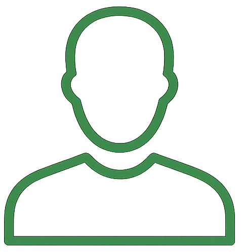 Outline of a person's head and shoulders in green