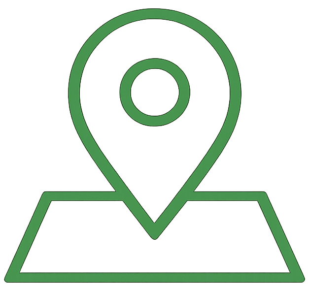 Green location pin on a map.