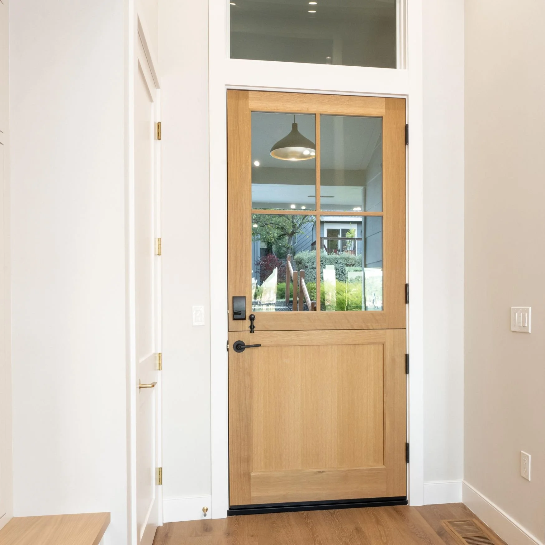 White oak front door with window in Moraga, Ca.