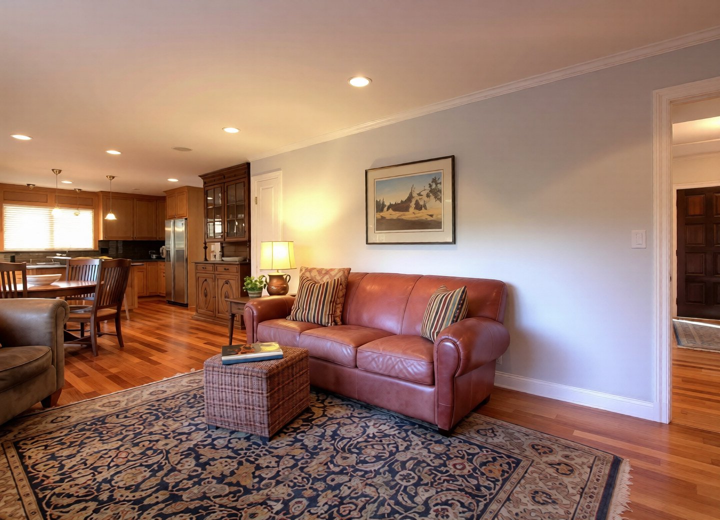 Before image of dark outdated living room in moraga, ca