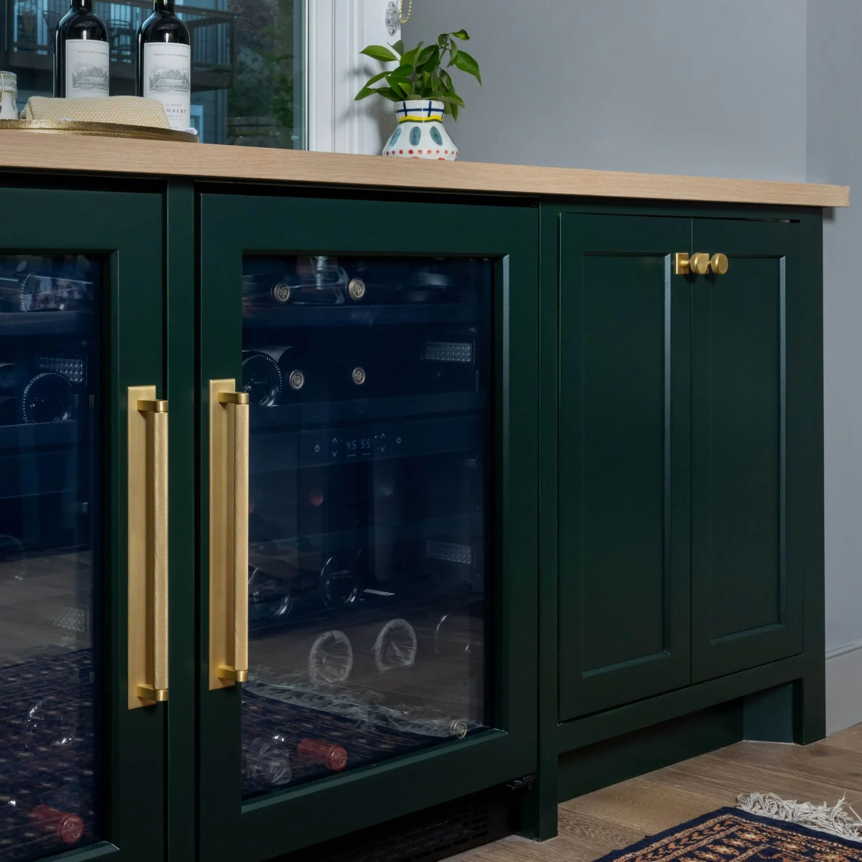 Wine fridge in built-in bar