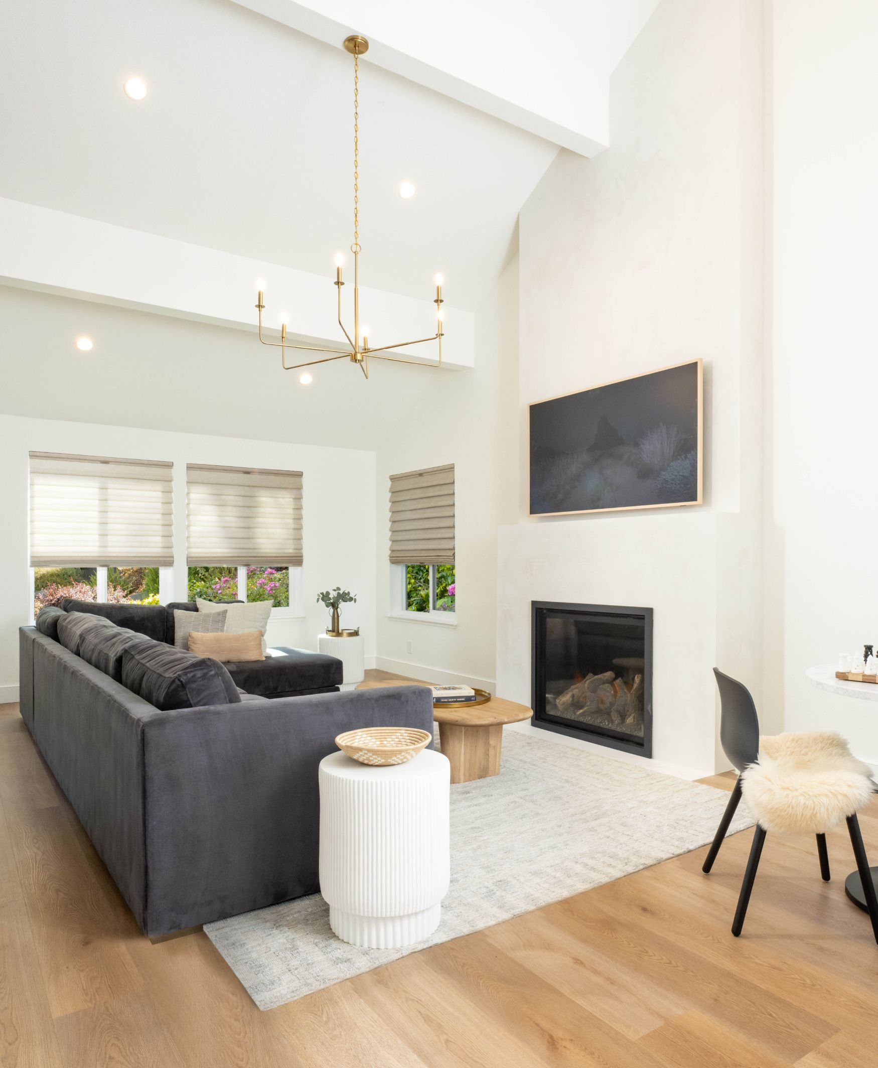 Living area with fireplace remodel in Walnut Creek, Ca