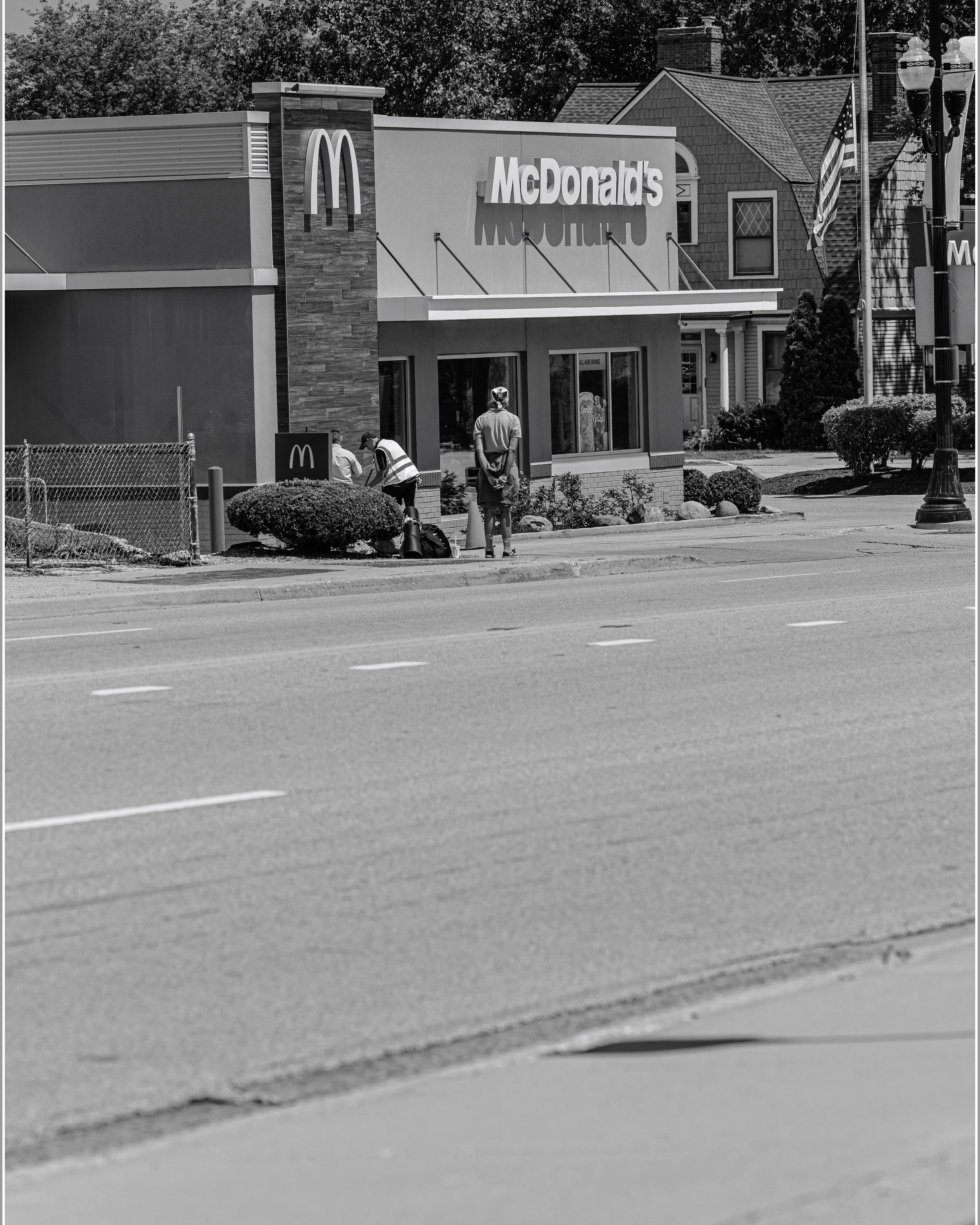 This woman is homeless. She stands near the McDonald's drive-thru asking for 'donations'. By the way, this is located in downtown Waukegan, IL.