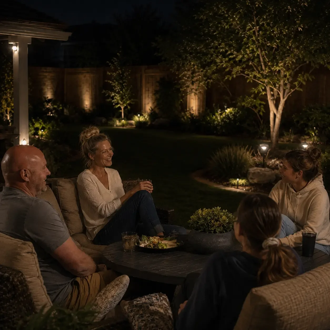Family sitting outdoors