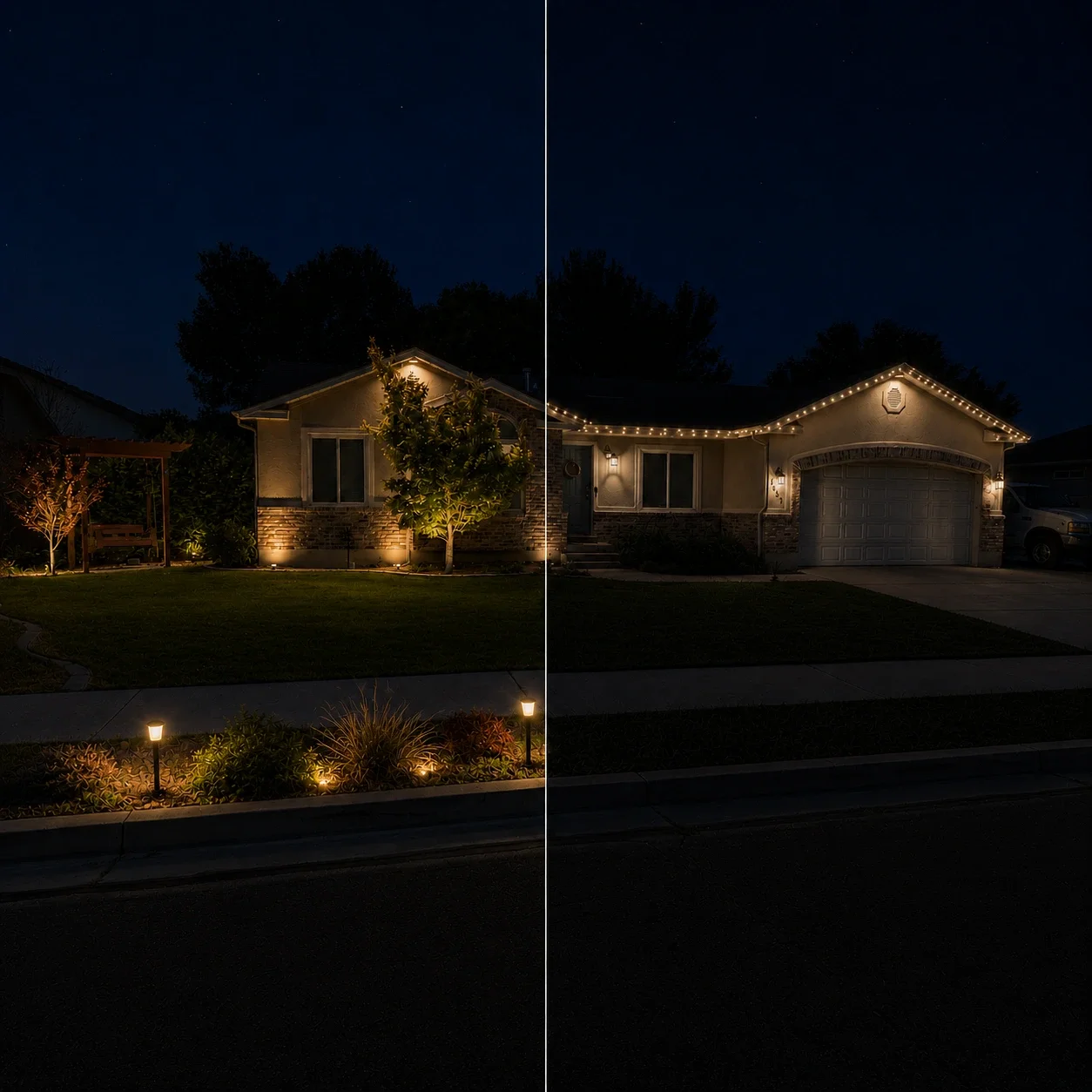 roofline lights compared to landscape lights
