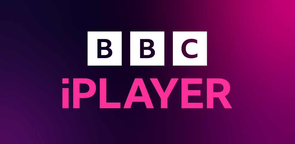 BBC iPlayer logo with pink and purple background