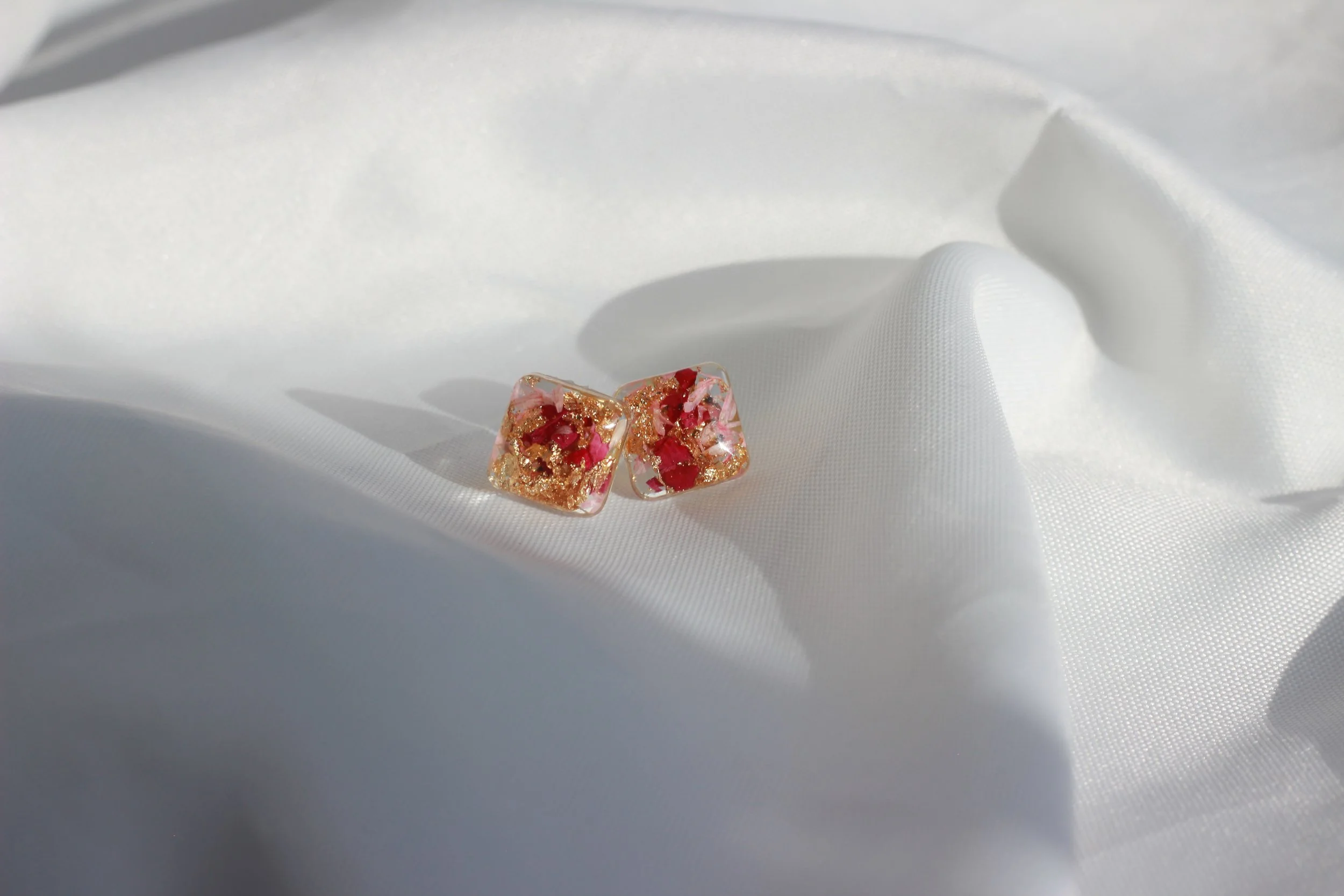 Rustic Rose Studs (Square)
