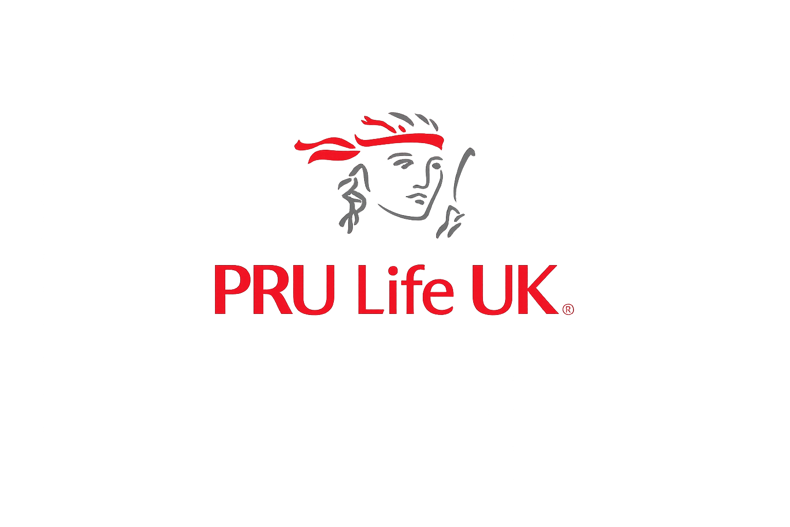A digitally distorted image of the PRU Life UK logo, featuring a stylized profile of a person with red hair and the text 'PRU Life UK' in bold red letters.