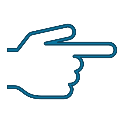 Line drawing of a hand pointing with the index finger