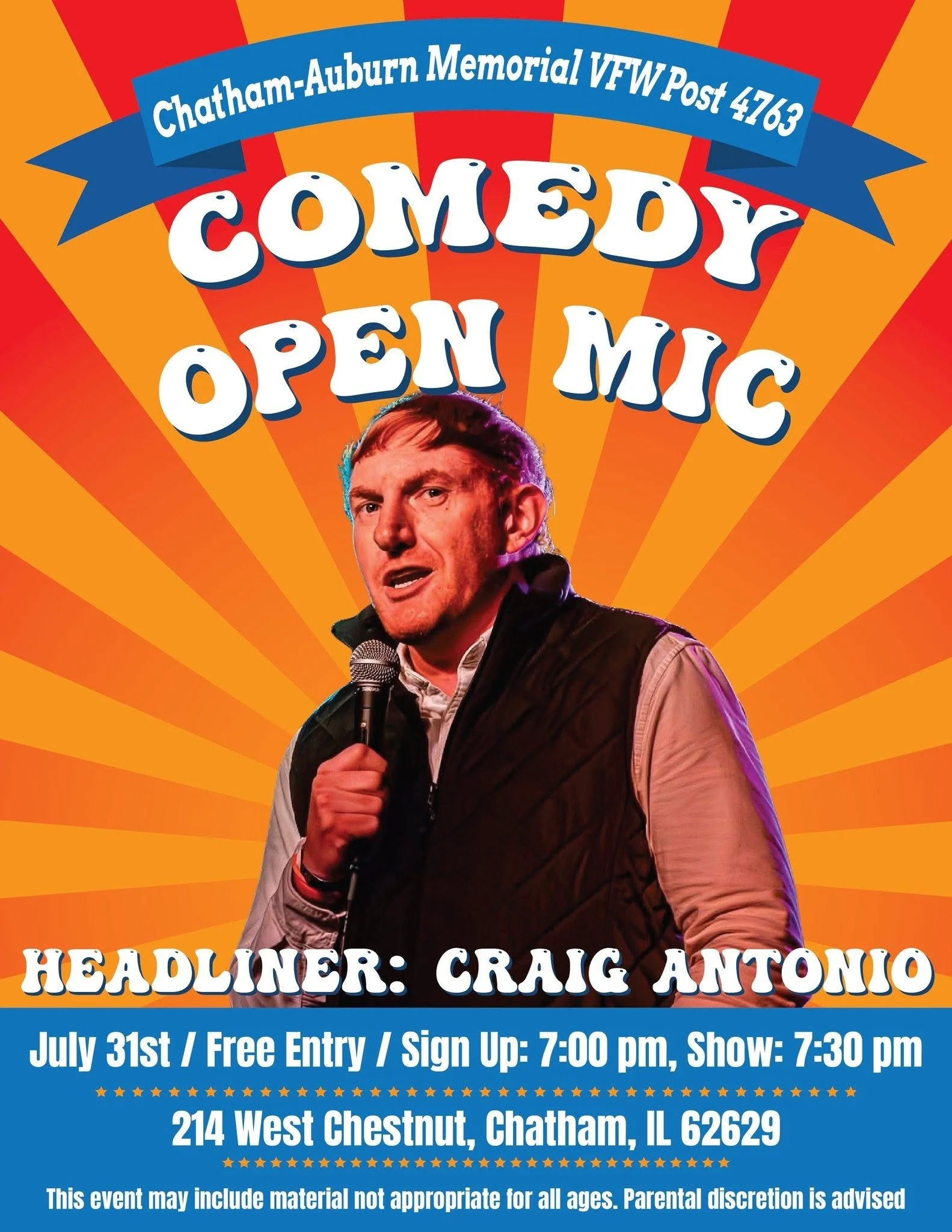 Chatham-Auburn VFW  - Comedy Open Mic - Headliner: Craig Antonio