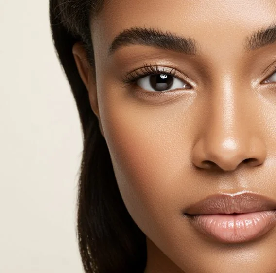 A close up of a woman.