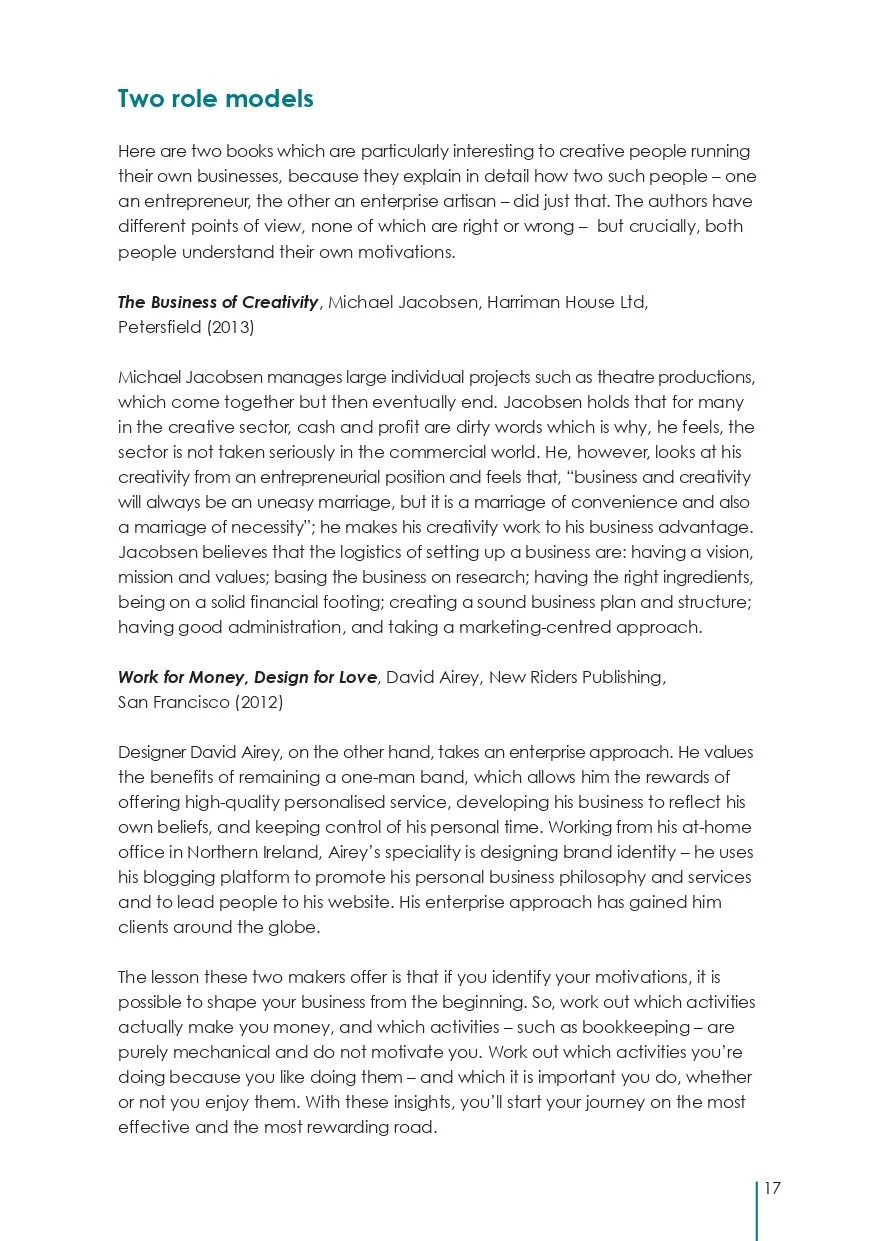 Book excerpt discussing two role models in business: an entrepreneur and an enterprise artisan, highlighting their motivations, approaches, and philosophies.