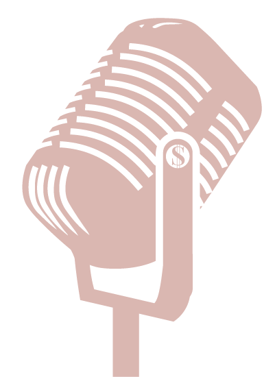 Close-up illustration of a vintage-style microphone.