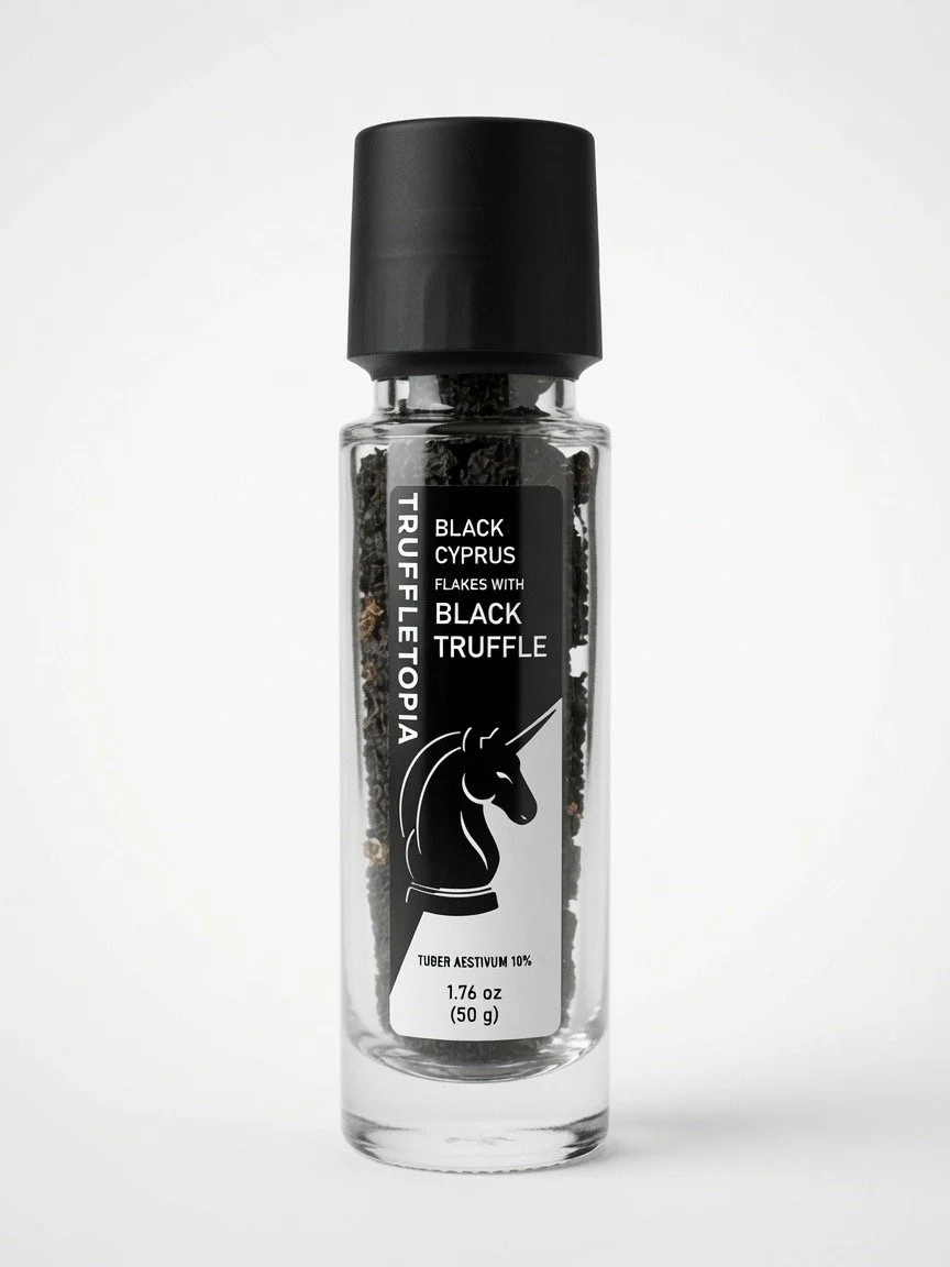 Truffletopia Black Cyprus Salt Flakes and Black Truffle Grinder