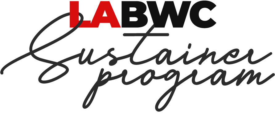 Logo for LABWC Sustainer Program with the words 'Sustainer program' in cursive font.
