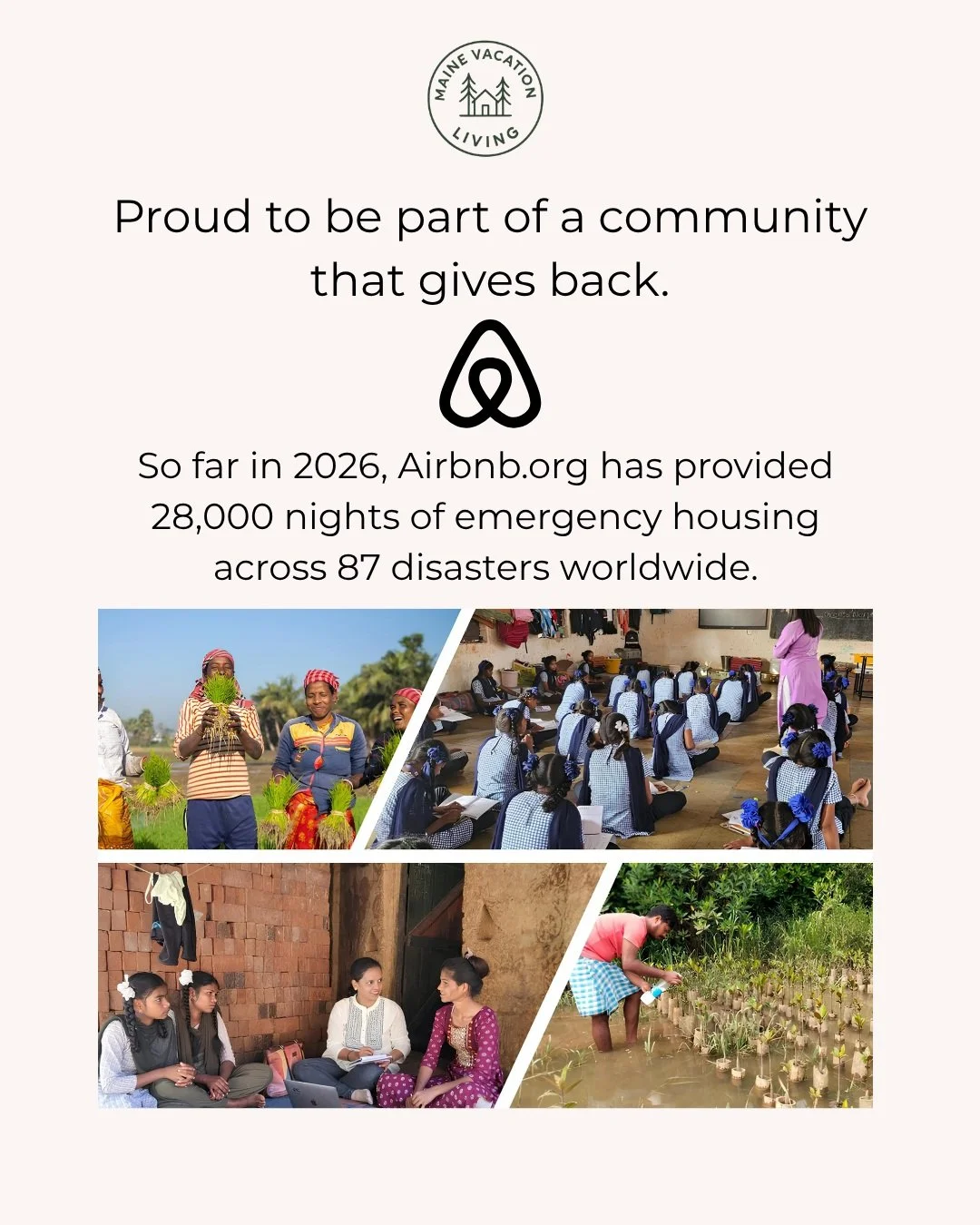We're proud to be part of the Airbnb community that continues to show how meaningful hospitality can be.

Through Airbnb.org, hosts and donors help provide emergency housing to people facing disasters, illness, and other difficult moments. So far in 