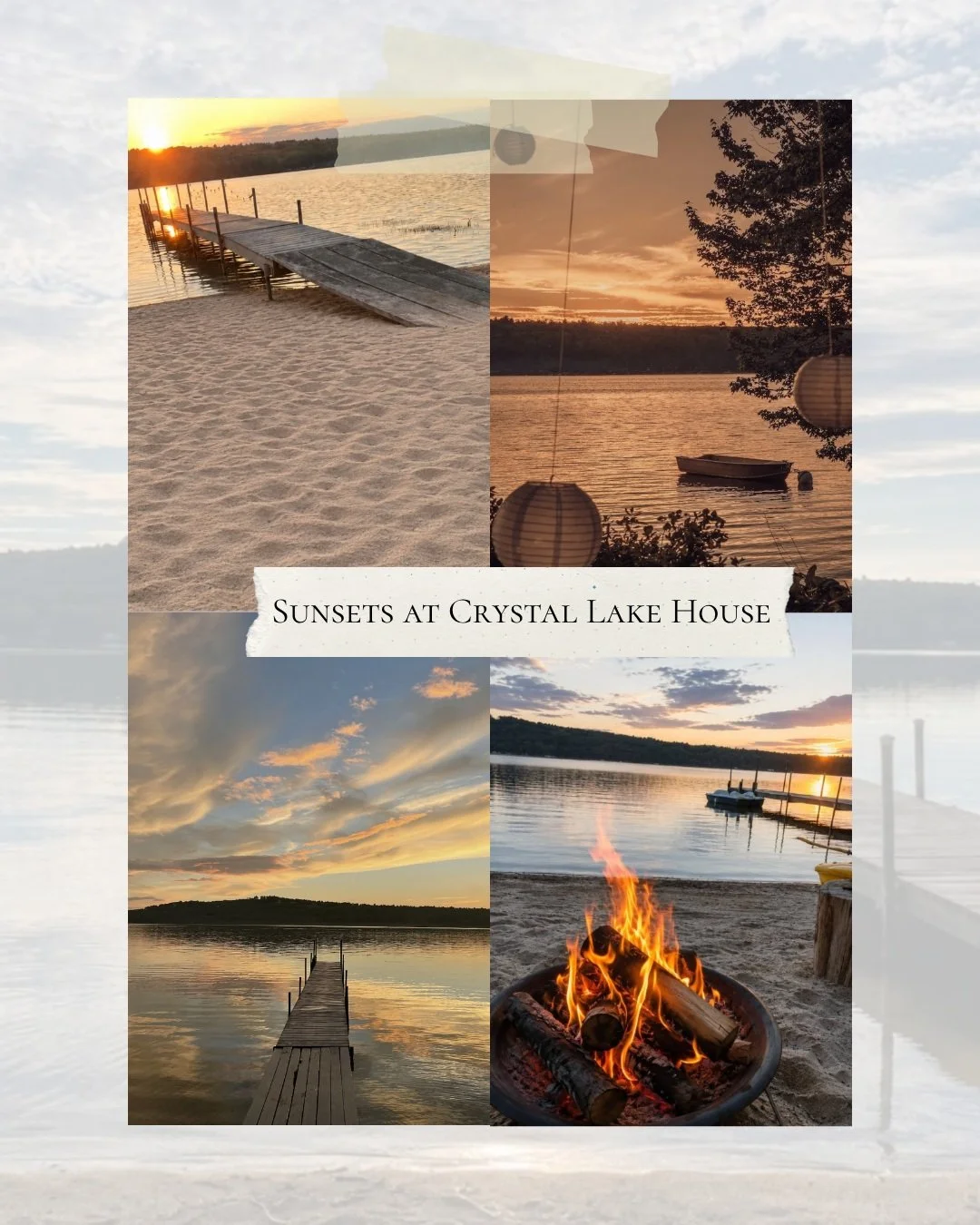 If you ask us one of the best things about Crystal Lake House, the answer is easy: the sunsets!

Beautiful year-round, every evening brings a different view &mdash; golden skies, peaceful water, and the kind of moments you&rsquo;ll want to sit back a