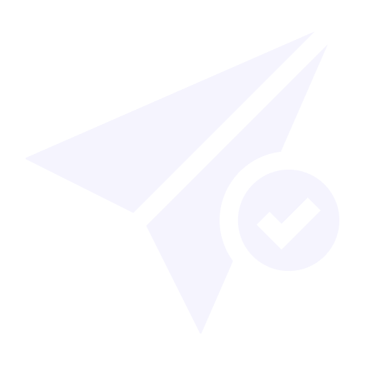 Icon of a paper airplane with a checkmark inside a circle,  indicating email.