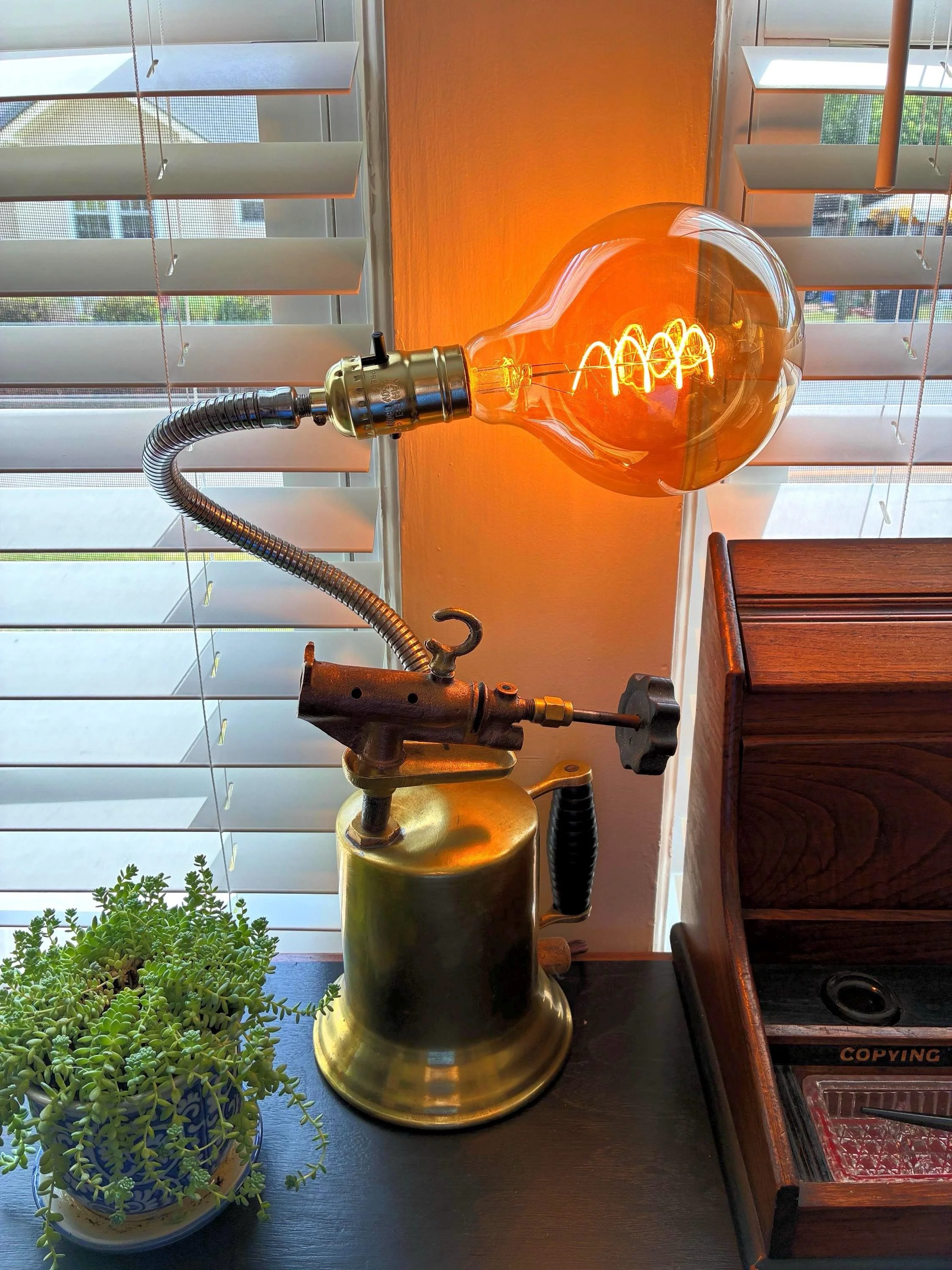 Antique Brass Blowtorch Lamp